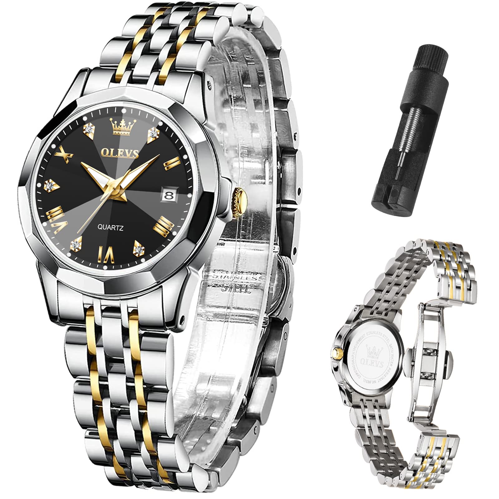 Foto 2 pulgar | Reloj Olevs - Vestido Para Mujer, Analógico Con Forma De Diamante, Cuarzo, Acero Inoxidable - Venta Internacional.
