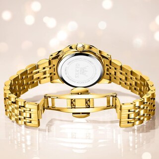 Foto 2 | Reloj Olevs Para Mujer, Acero Inoxidable, Dorado Y Plateado, Resistente Al Agua - Venta Internacional.