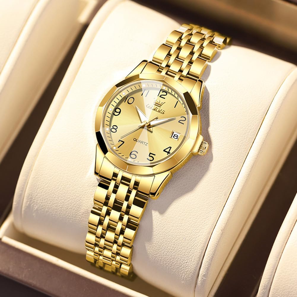 Foto 4 pulgar | Reloj Olevs Para Mujer, Acero Inoxidable, Dorado Y Plateado, Resistente Al Agua - Venta Internacional.