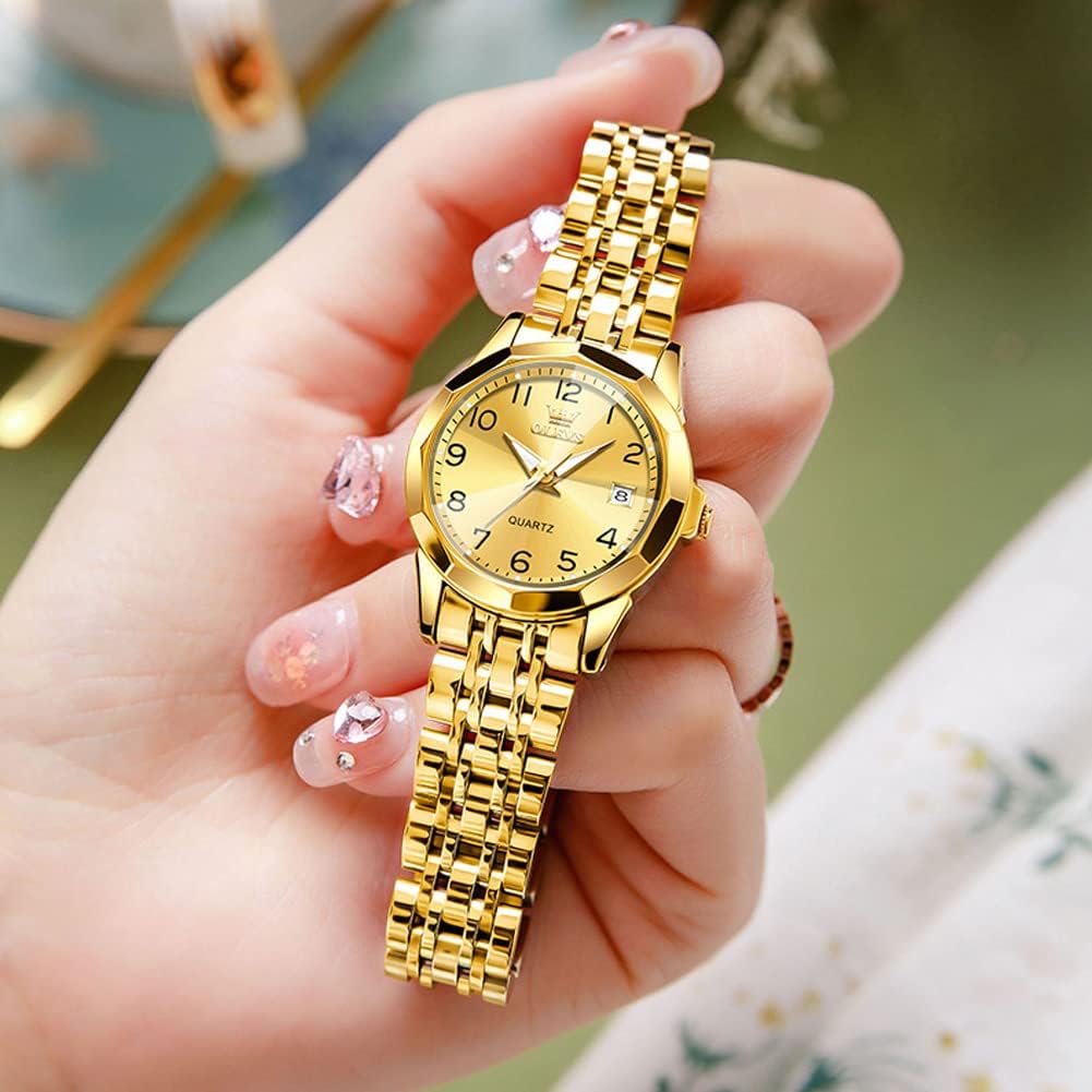 Foto 5 pulgar | Reloj Olevs Para Mujer, Acero Inoxidable, Dorado Y Plateado, Resistente Al Agua - Venta Internacional.
