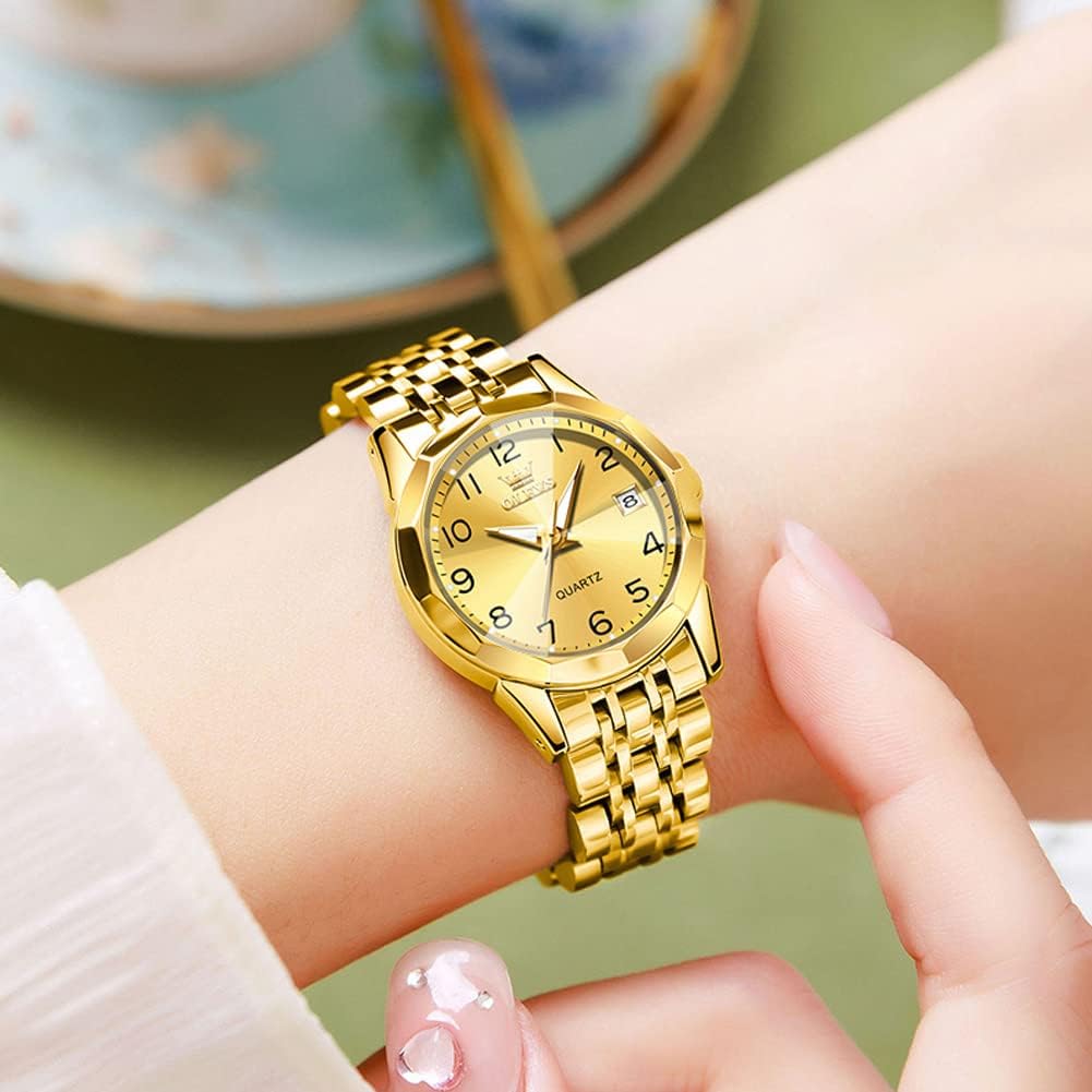 Foto 6 pulgar | Reloj Olevs Para Mujer, Acero Inoxidable, Dorado Y Plateado, Resistente Al Agua - Venta Internacional.