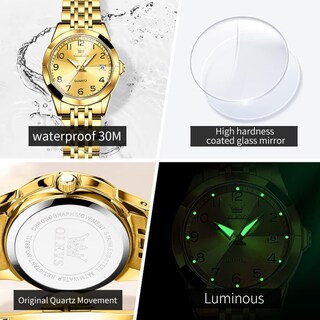 Foto 6 | Reloj Olevs Para Mujer, Acero Inoxidable, Dorado Y Plateado, Resistente Al Agua - Venta Internacional.