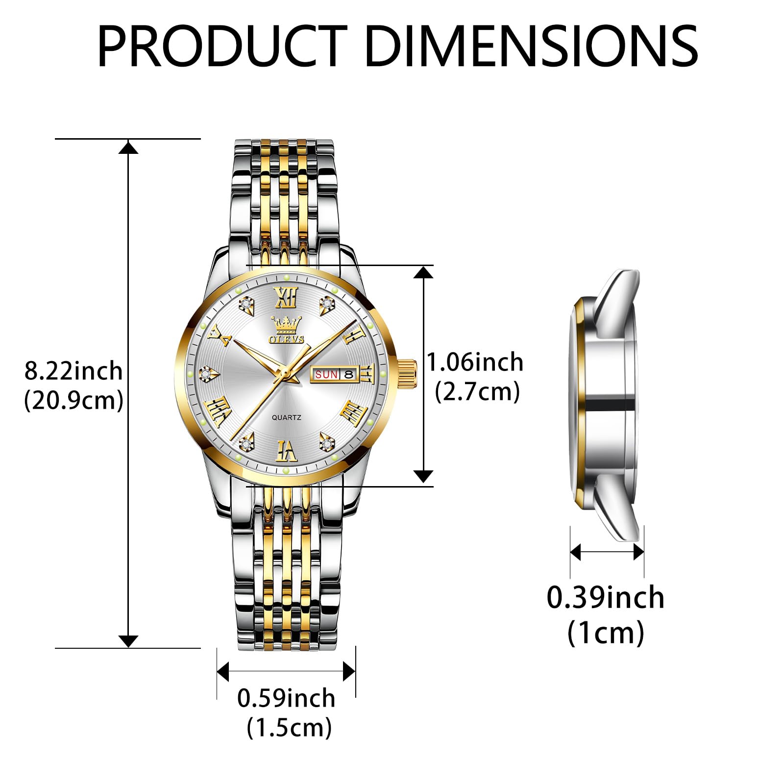 Foto 7 pulgar | Reloj Olevs Small Face Para Mujer, Acero Inoxidable Plateado Y Dorado - Venta Internacional.
