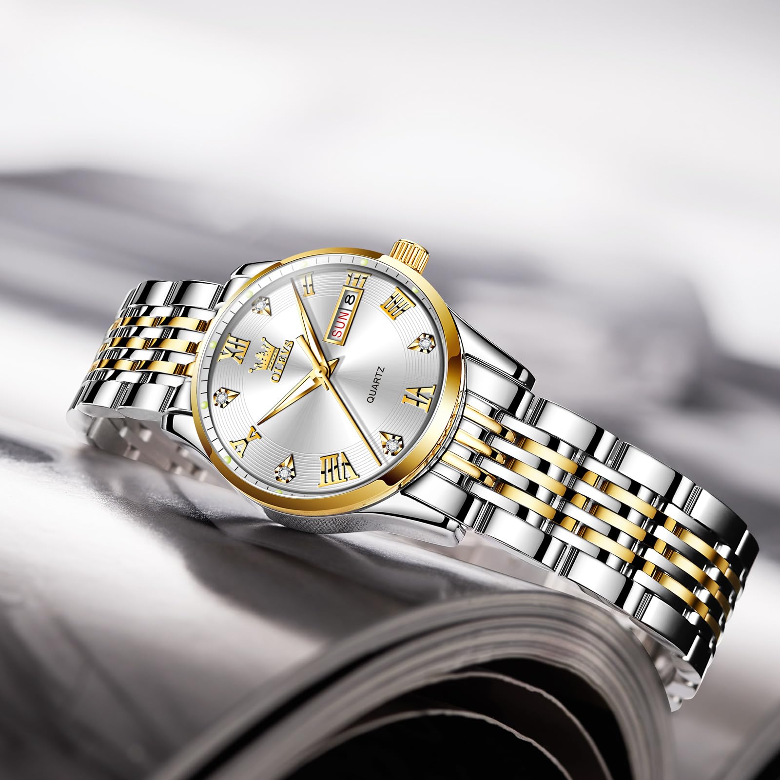Foto 7 | Reloj Olevs Small Face Para Mujer, Acero Inoxidable Plateado Y Dorado - Venta Internacional.