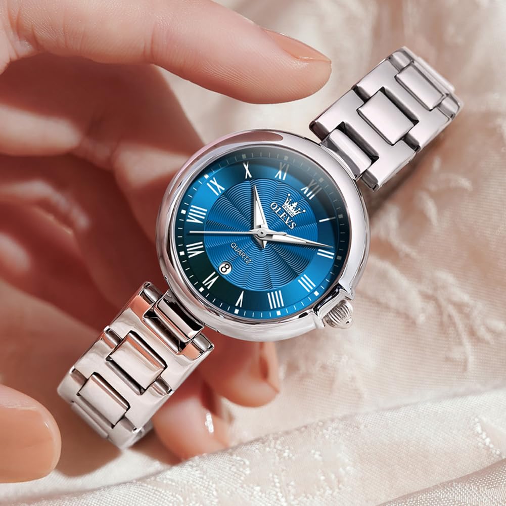 Foto 4 pulgar | Reloj Olevs De Acero Inoxidable Elegante Analógico Romano Para Mujer - Venta Internacional.