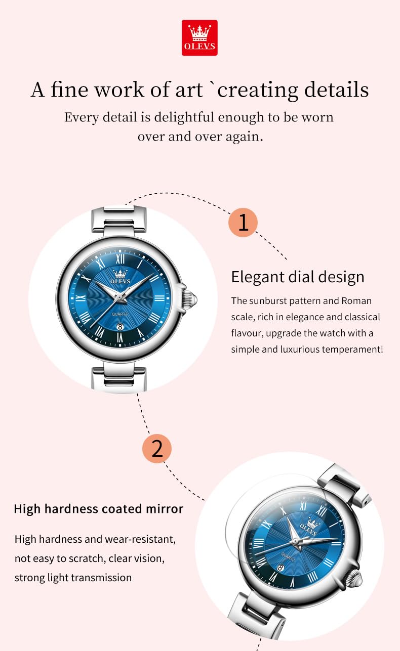 Foto 4 | Reloj Olevs De Acero Inoxidable Elegante Analógico Romano Para Mujer - Venta Internacional.