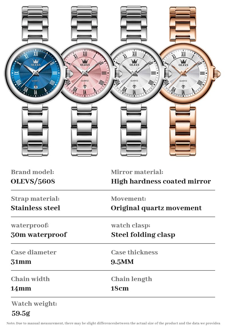 Foto 7 pulgar | Reloj Olevs De Acero Inoxidable Elegante Analógico Romano Para Mujer - Venta Internacional.
