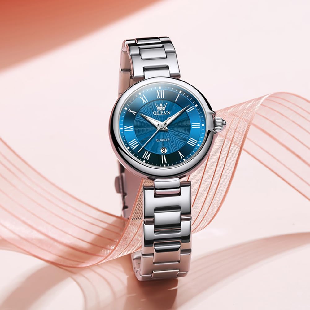 Foto 8 pulgar | Reloj Olevs De Acero Inoxidable Elegante Analógico Romano Para Mujer - Venta Internacional.