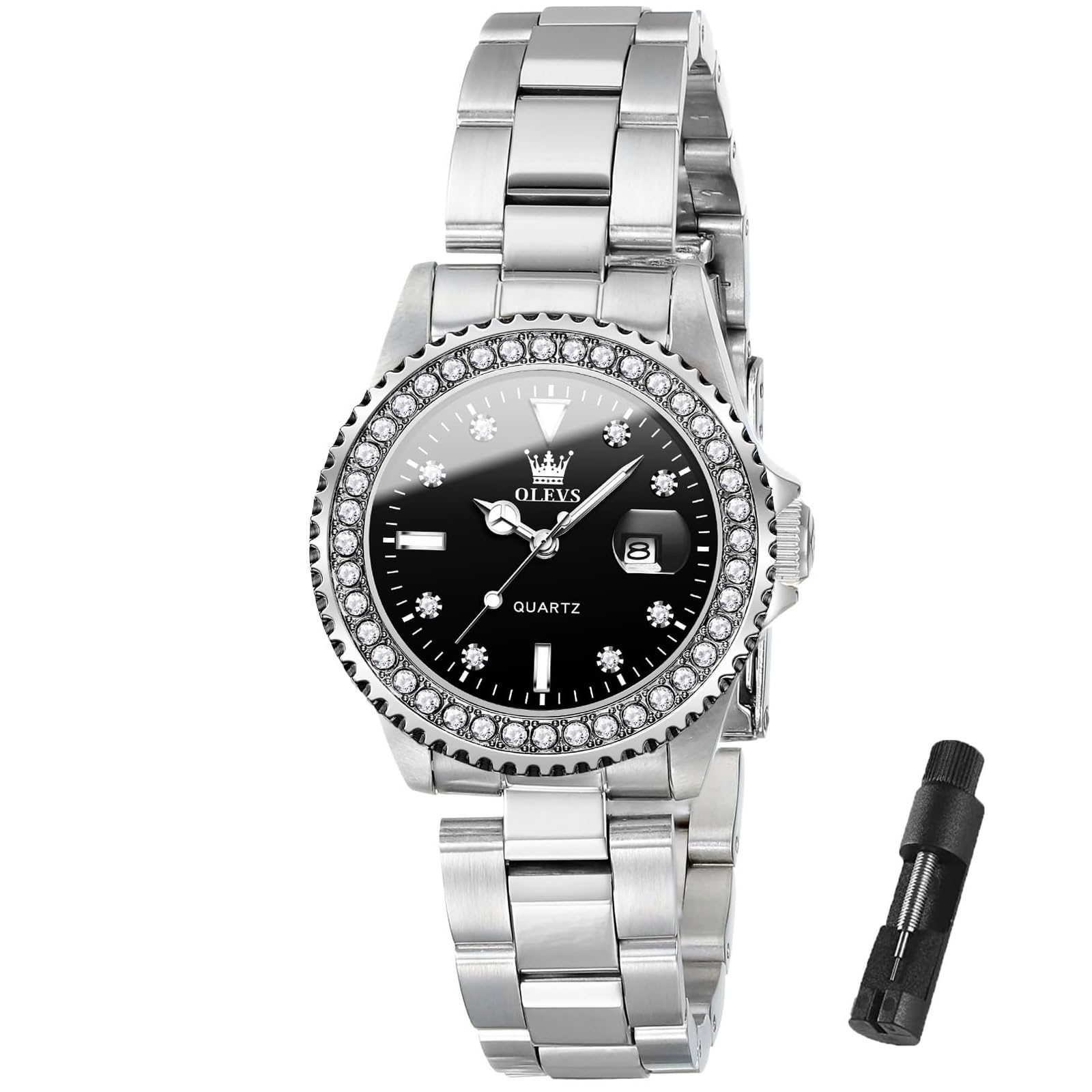 Foto 2 pulgar | Reloj Olevs Silver De Acero Inoxidable Impermeable Para Mujer - Venta Internacional.