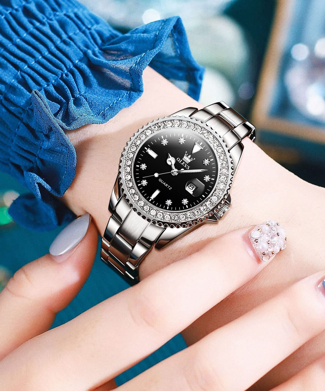 Foto 3 pulgar | Reloj Olevs Silver De Acero Inoxidable Impermeable Para Mujer - Venta Internacional.