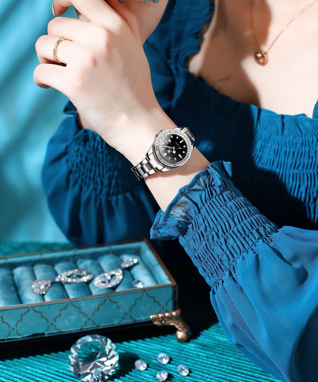 Foto 4 pulgar | Reloj Olevs Silver De Acero Inoxidable Impermeable Para Mujer - Venta Internacional.