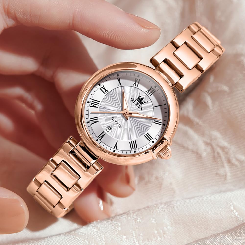 Foto 4 pulgar | Reloj Olevs Vestido Clásico De Oro Rosa Para Mujer Con Fecha Impermeable - Venta Internacional.