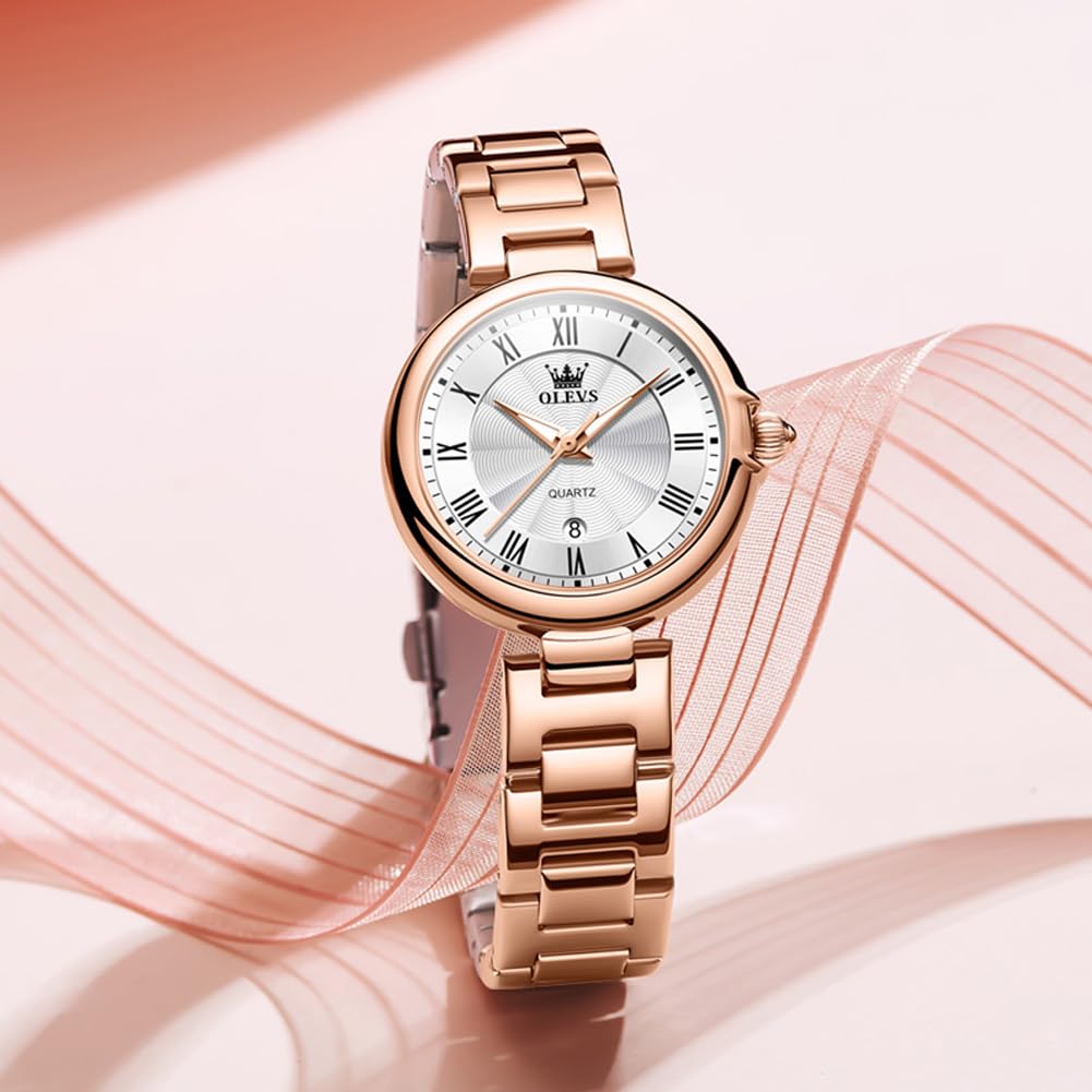 Foto 8 pulgar | Reloj Olevs Vestido Clásico De Oro Rosa Para Mujer Con Fecha Impermeable - Venta Internacional.