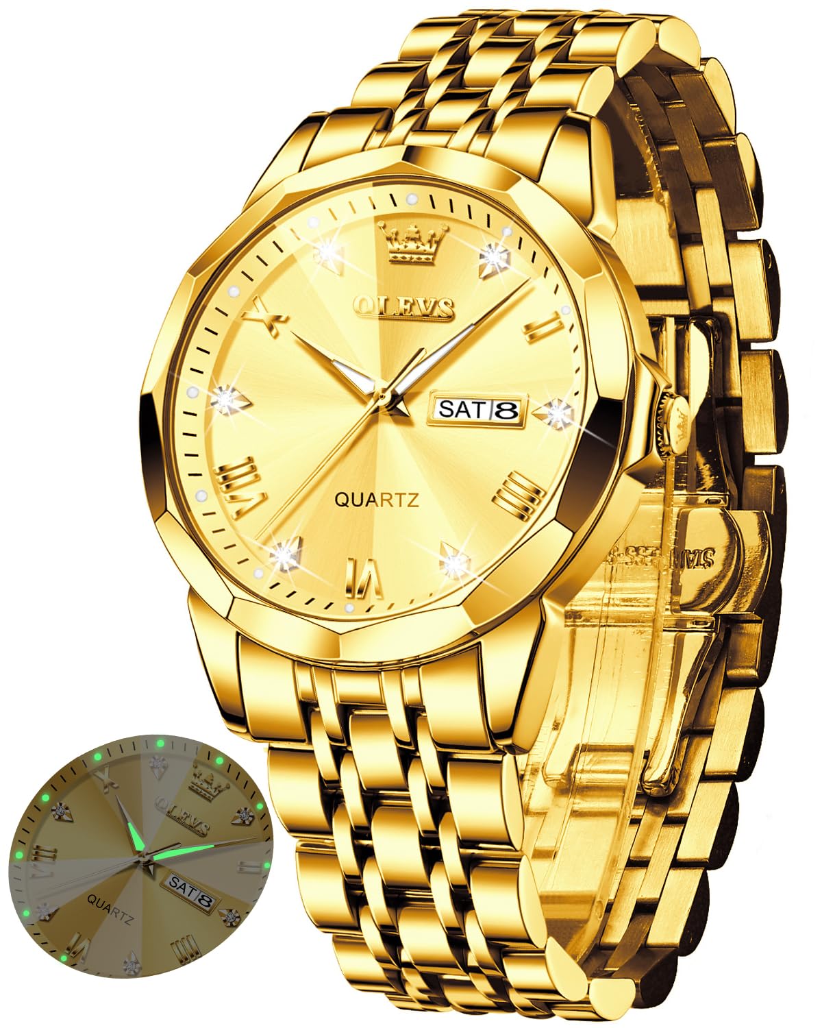 Foto 2 pulgar | Reloj Olevs Big Face - Vestido Unisex Con Forma De Diamante Para Hombre Y Mujer, Acero - Venta Internacional.