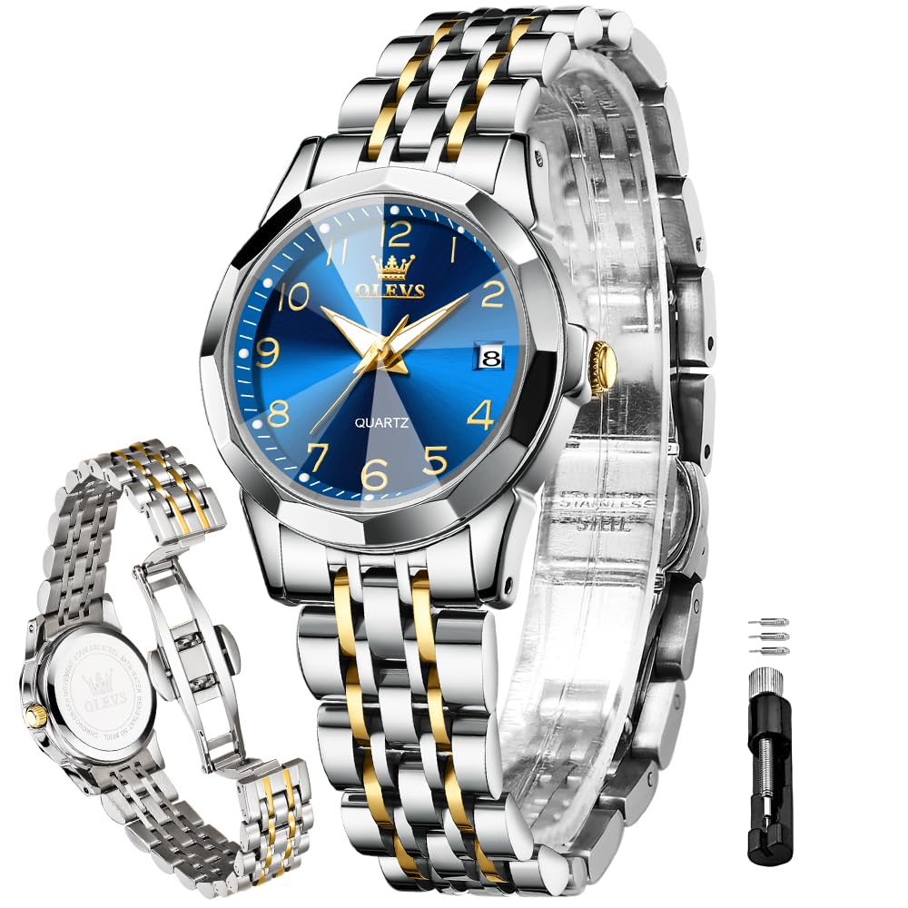 Foto 2 pulgar | Reloj Olevs Para Mujer, Analógico, Cuarzo Dorado Y Plateado, Acero Inoxidable - Venta Internacional.
