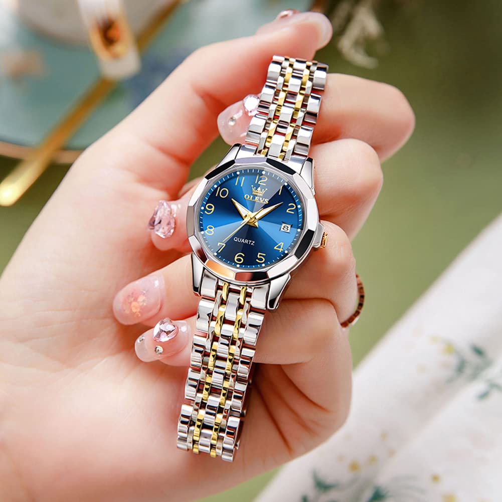 Foto 5 pulgar | Reloj Olevs Para Mujer, Analógico, Cuarzo Dorado Y Plateado, Acero Inoxidable - Venta Internacional.