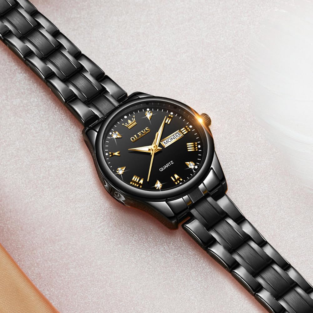 Foto 2 | Reloj Olevs Business Dress Diamond Para Mujer, Conjunto De Acero Inoxidable Negro - Venta Internacional.