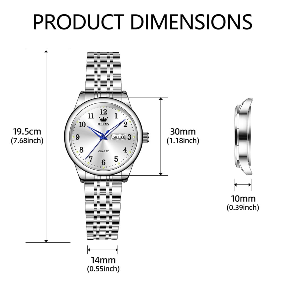 Foto 7 pulgar | Reloj Olevs Para Mujer, Acero Inoxidable Plateado, Resistente Al Agua - Venta Internacional.
