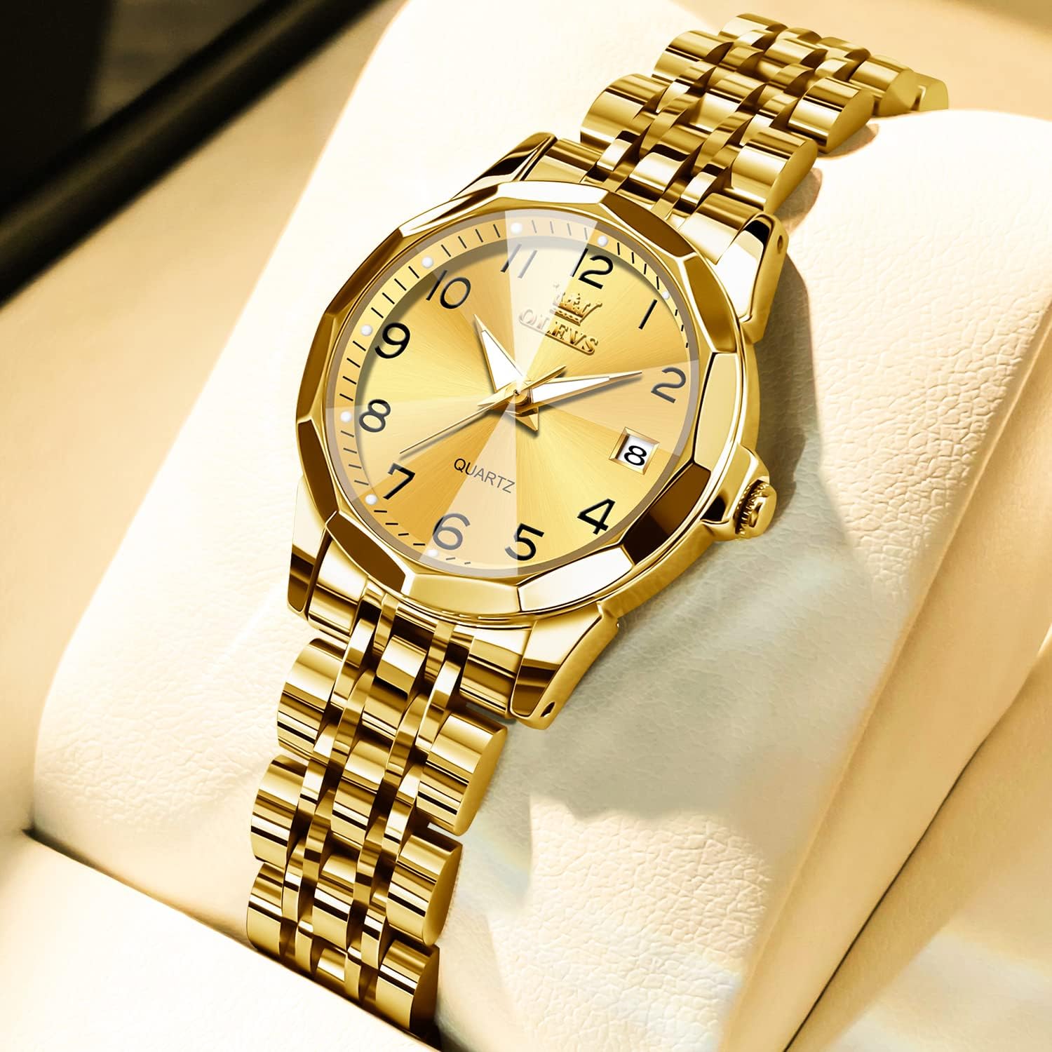 Foto 3 pulgar | Reloj Olevs Gold Fashion Dress Diamond Para Mujer, Impermeable - Venta Internacional.