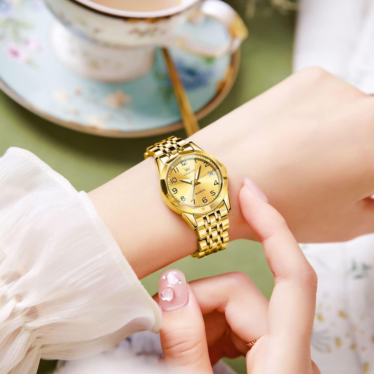 Foto 4 pulgar | Reloj Olevs Gold Fashion Dress Diamond Para Mujer, Impermeable - Venta Internacional.