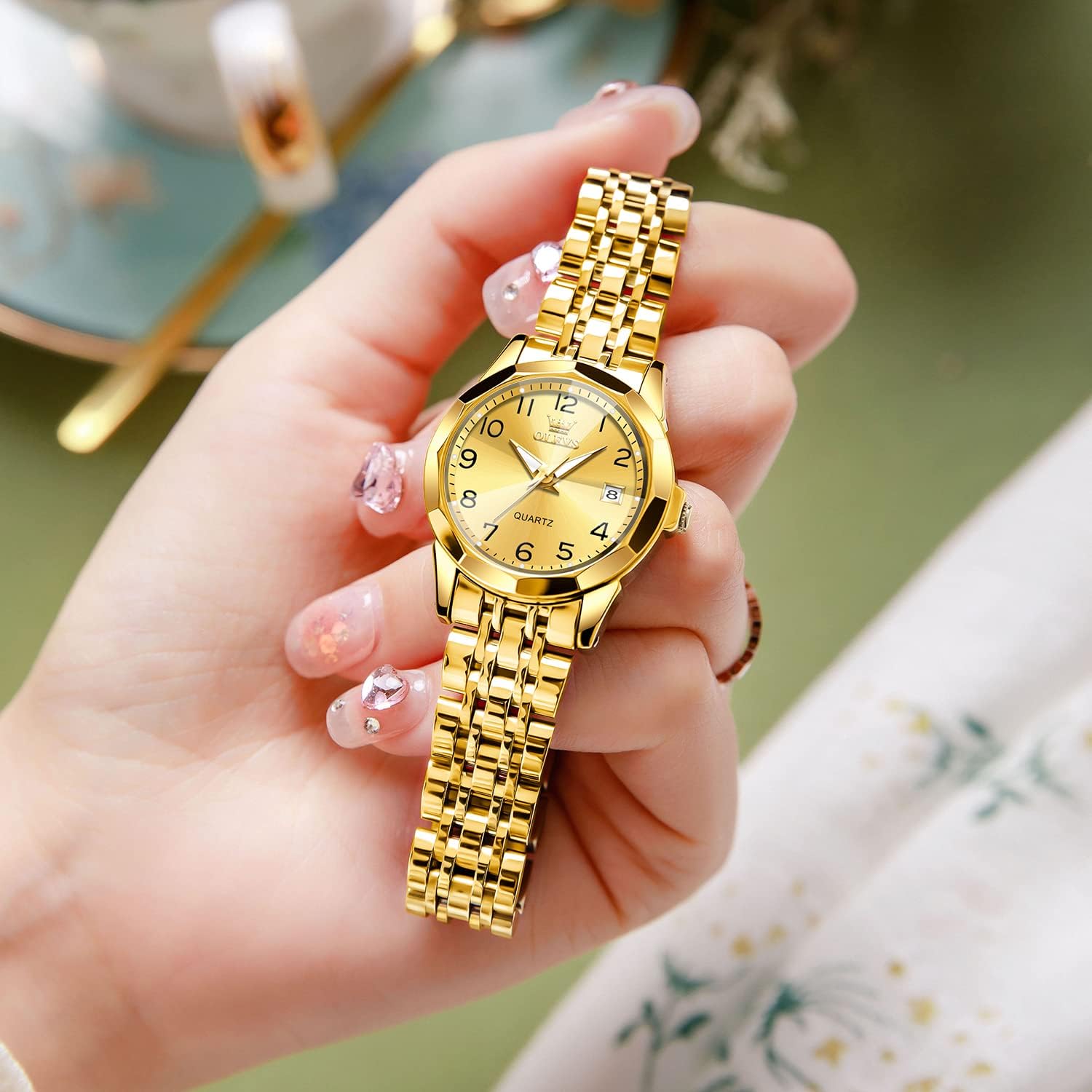 Foto 5 pulgar | Reloj Olevs Gold Fashion Dress Diamond Para Mujer, Impermeable - Venta Internacional.