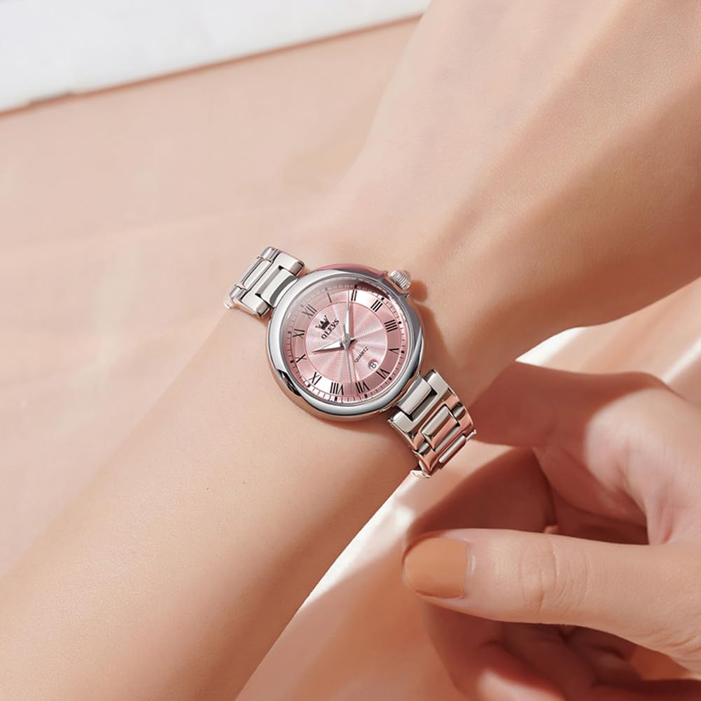 Foto 3 pulgar | Reloj Olevs Silver Vestido Romano De Lujo Impermeable Para Mujer - Venta Internacional.