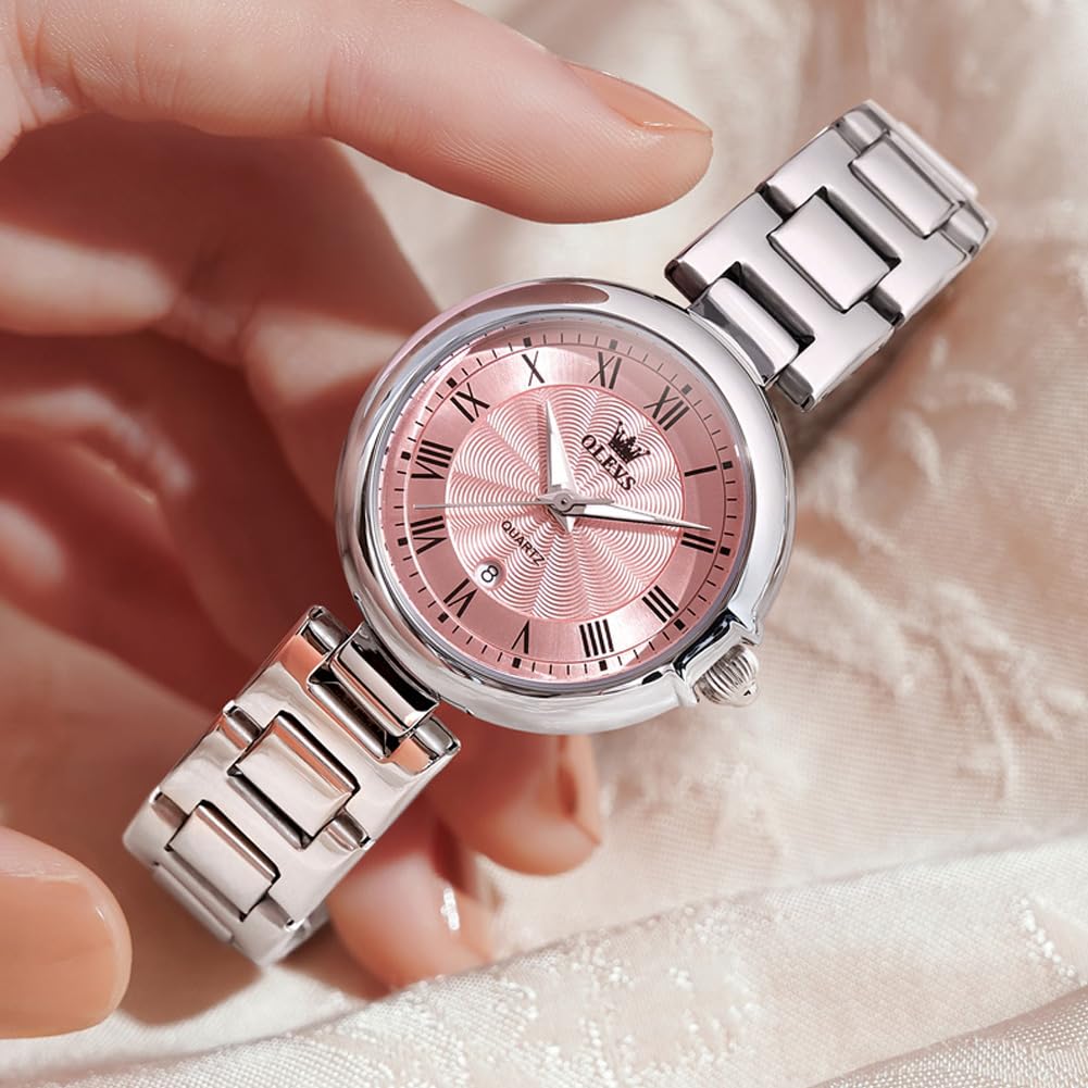 Foto 4 pulgar | Reloj Olevs Silver Vestido Romano De Lujo Impermeable Para Mujer - Venta Internacional.