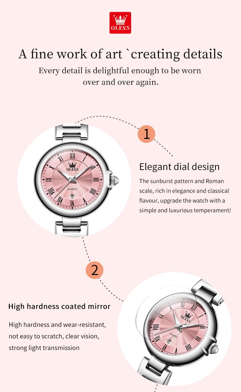 Foto 5 pulgar | Reloj Olevs Silver Vestido Romano De Lujo Impermeable Para Mujer - Venta Internacional.