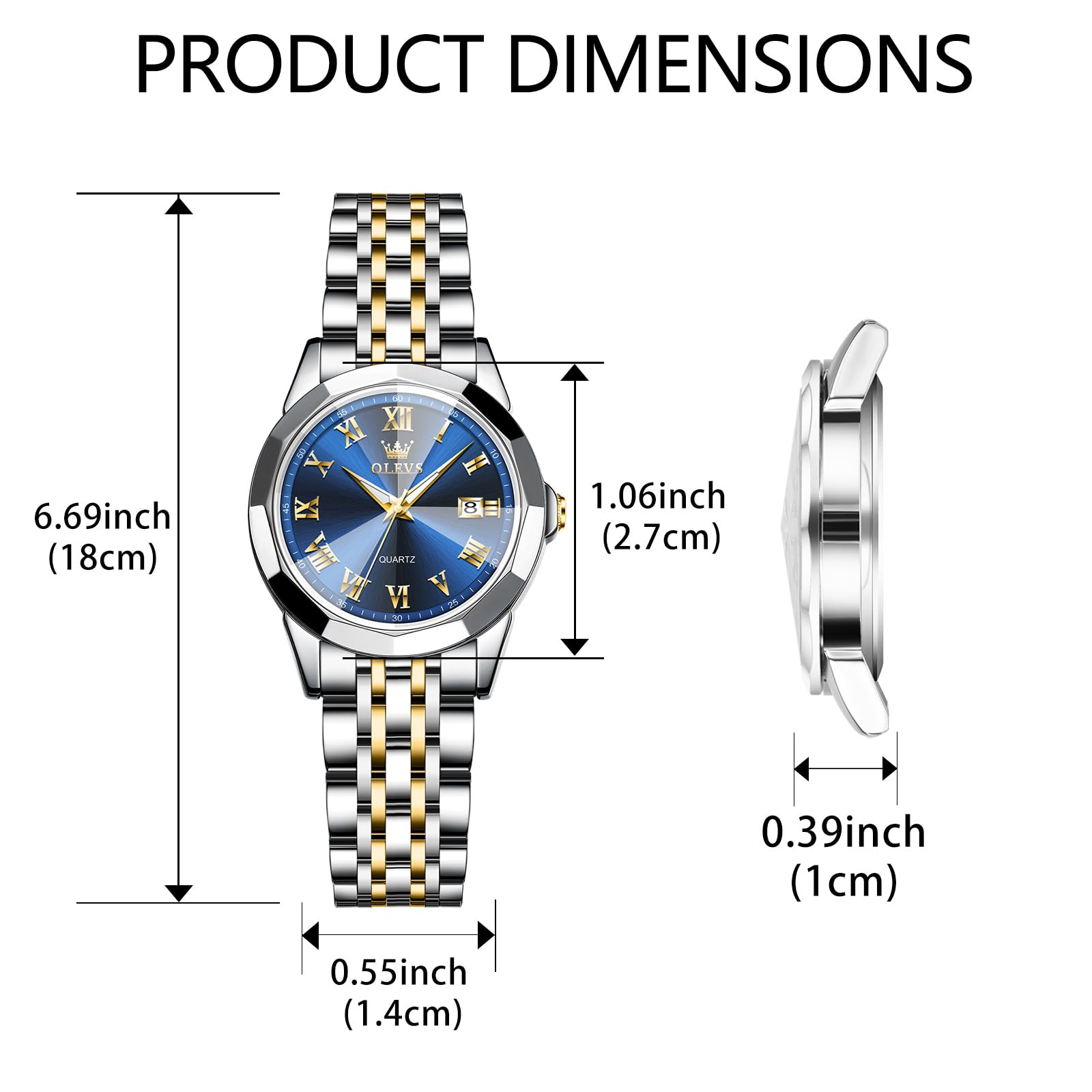 Foto 6 pulgar | Reloj Olevs Dorado Y Plateado Para Mujer De Acero Inoxidable - Venta Internacional.