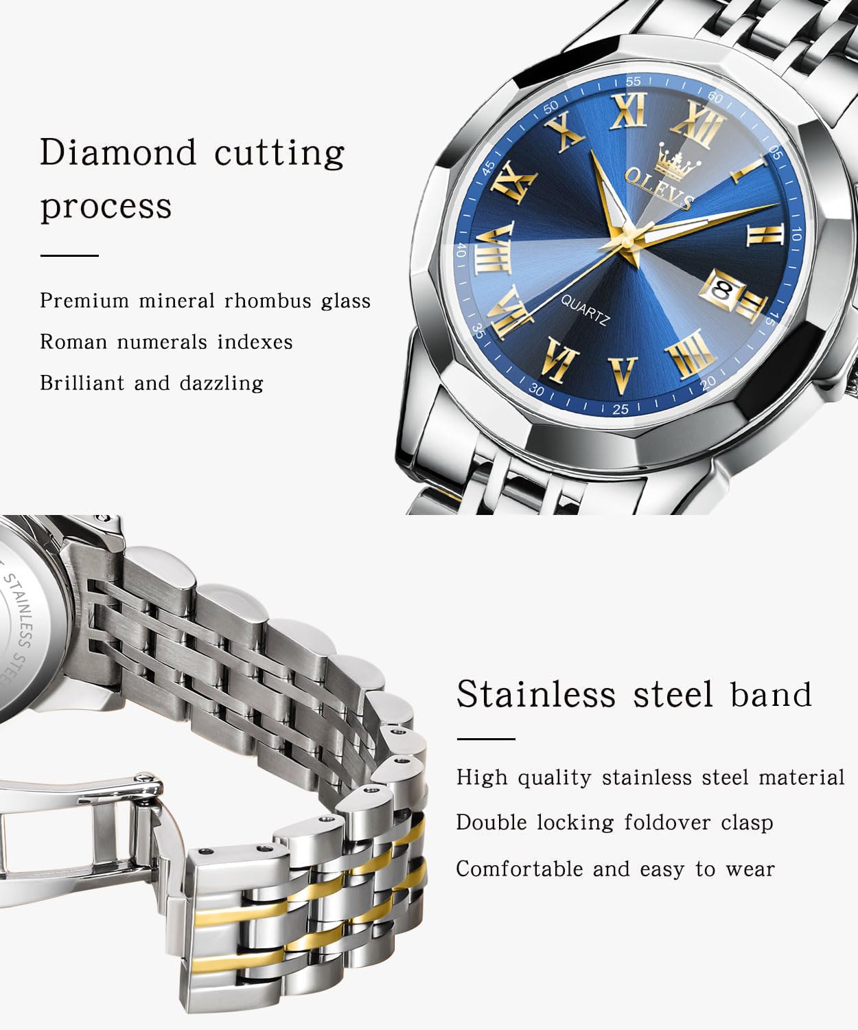 Foto 7 | Reloj Olevs Dorado Y Plateado Para Mujer De Acero Inoxidable - Venta Internacional.