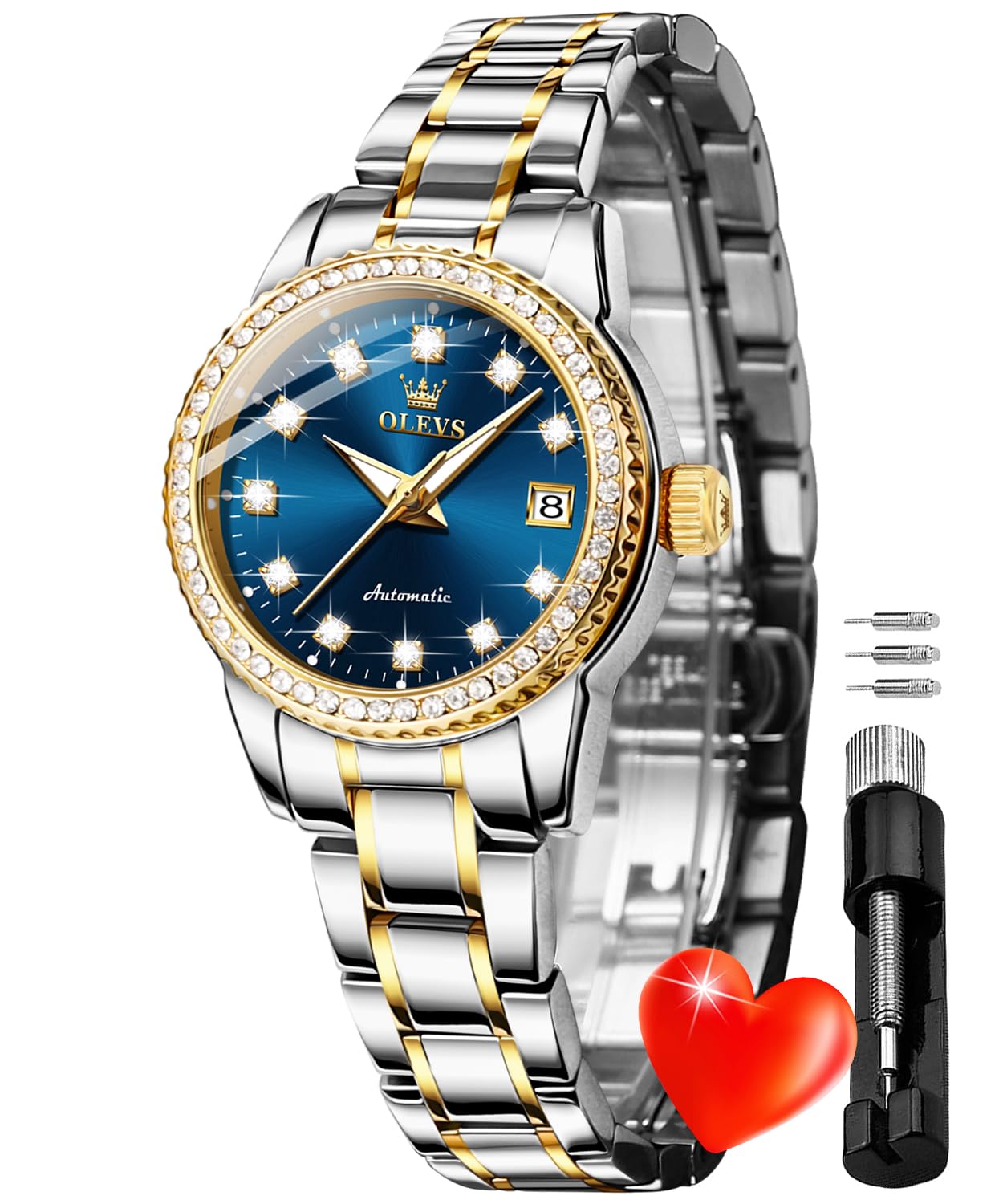 Foto 2 pulgar | Reloj Olevs Para Mujer Mecánico Automático Con Forma De Diamante Bicolor - Venta Internacional.