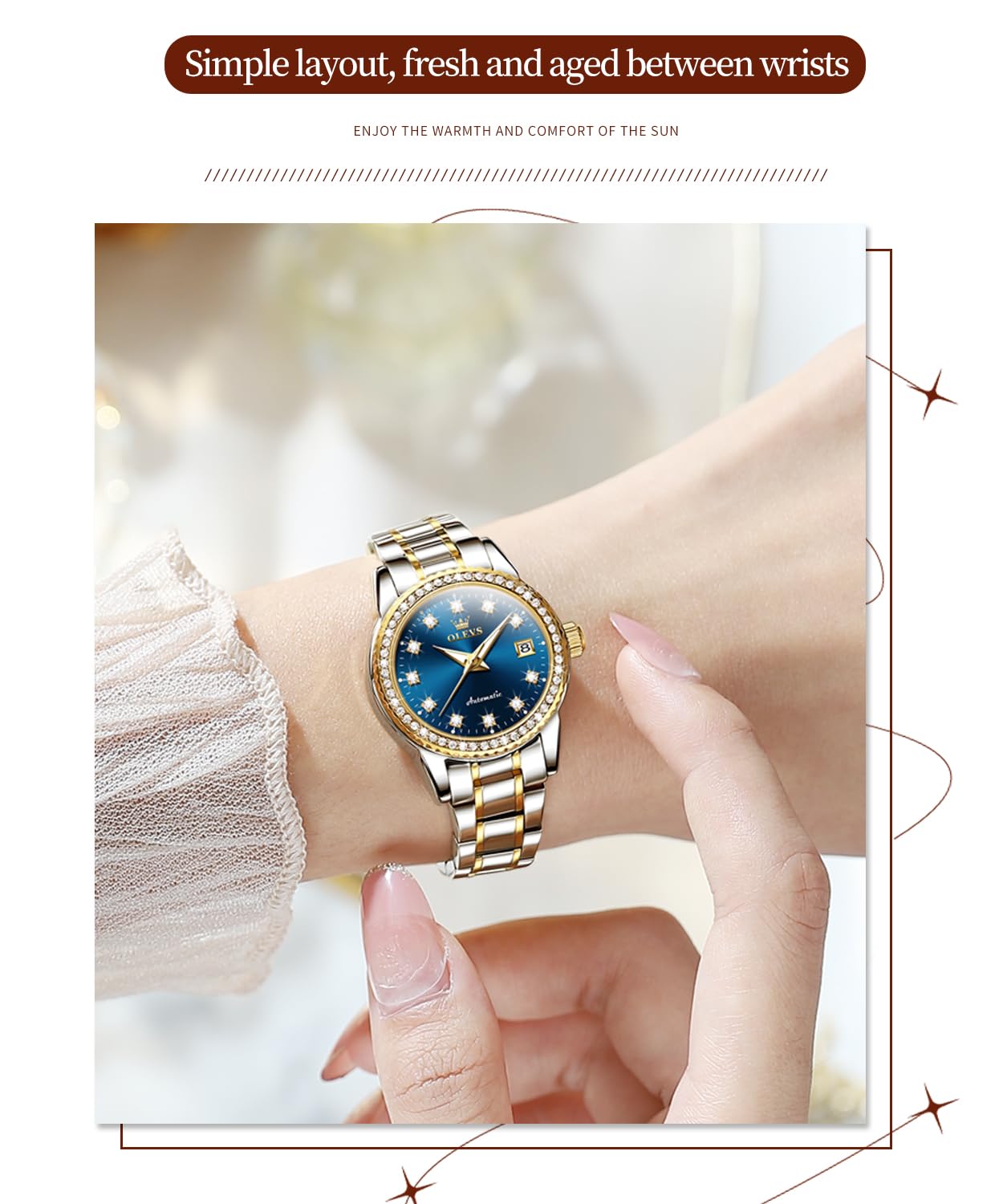 Foto 5 pulgar | Reloj Olevs Para Mujer Mecánico Automático Con Forma De Diamante Bicolor - Venta Internacional.