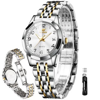 Foto 6 | Reloj Olevs Para Mujer, Cuarzo Dorado Y Plateado, Acero Inoxidable, 30 M - Venta Internacional.