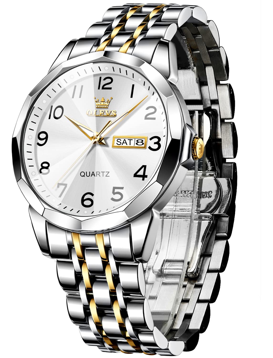 Foto 2 pulgar | Reloj Olevs De Acero Inoxidable De Lujo Unisex Con Esfera Grande Y Diamante - Venta Internacional.