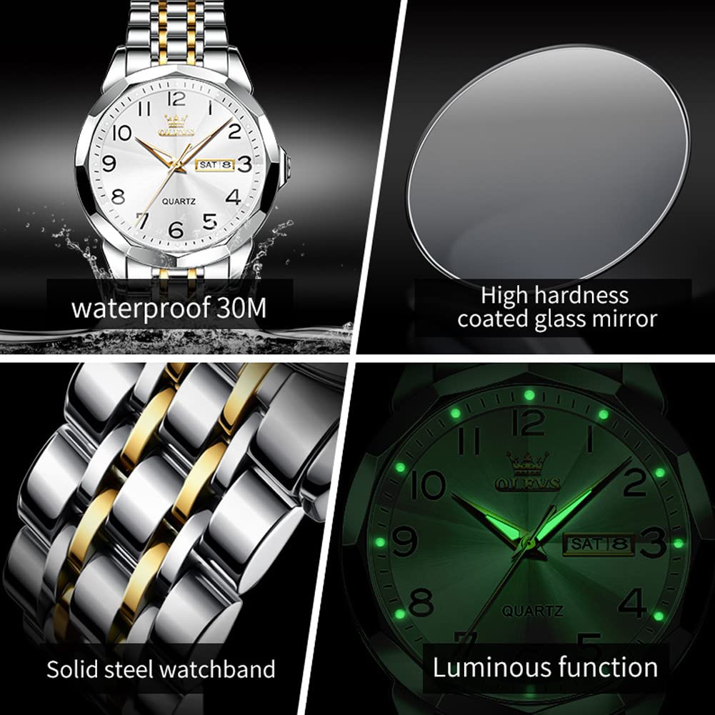 Foto 7 pulgar | Reloj Olevs De Acero Inoxidable De Lujo Unisex Con Esfera Grande Y Diamante - Venta Internacional.