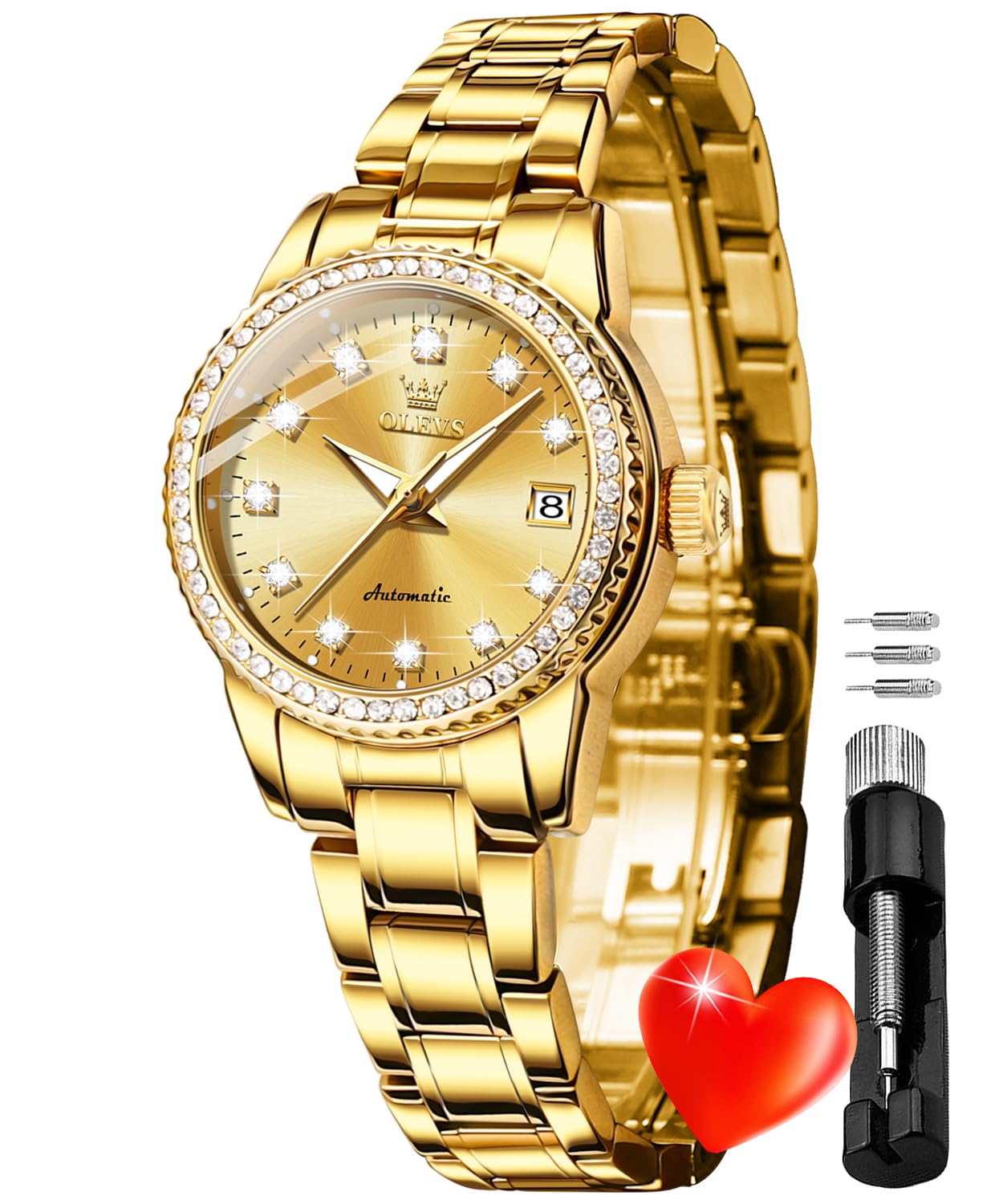 Reloj Olevs Para Mujer Mecánico Automático Con Forma De Diamante Bicolor - Venta Internacional.