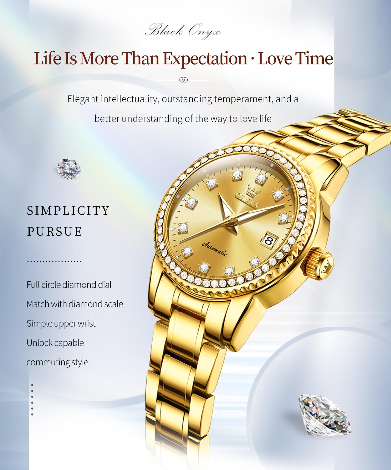 Foto 3 pulgar | Reloj Olevs Para Mujer Mecánico Automático Con Forma De Diamante Bicolor - Venta Internacional.