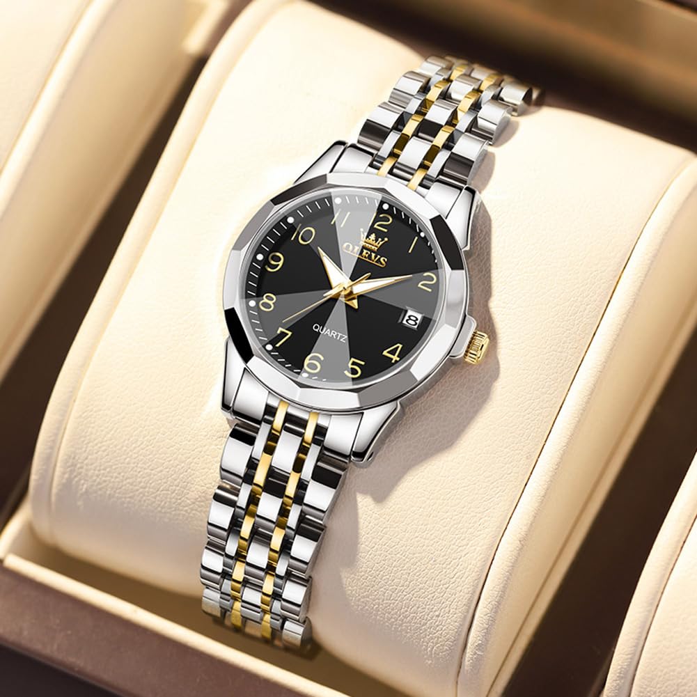 Foto 3 | Reloj Olevs Para Mujer, Acero Inoxidable, Dorado Y Plateado, Resistente Al Agua - Venta Internacional.