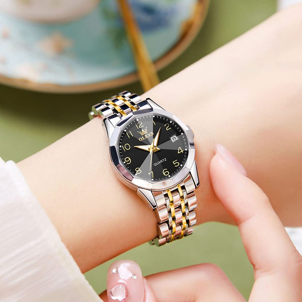 Foto 6 pulgar | Reloj Olevs Para Mujer, Acero Inoxidable, Dorado Y Plateado, Resistente Al Agua - Venta Internacional.