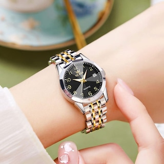 Foto 5 | Reloj Olevs Para Mujer, Acero Inoxidable, Dorado Y Plateado, Resistente Al Agua - Venta Internacional.