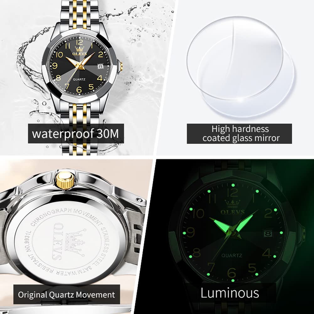Foto 7 pulgar | Reloj Olevs Para Mujer, Acero Inoxidable, Dorado Y Plateado, Resistente Al Agua - Venta Internacional.