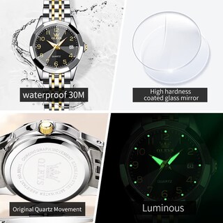 Foto 6 | Reloj Olevs Para Mujer, Acero Inoxidable, Dorado Y Plateado, Resistente Al Agua - Venta Internacional.