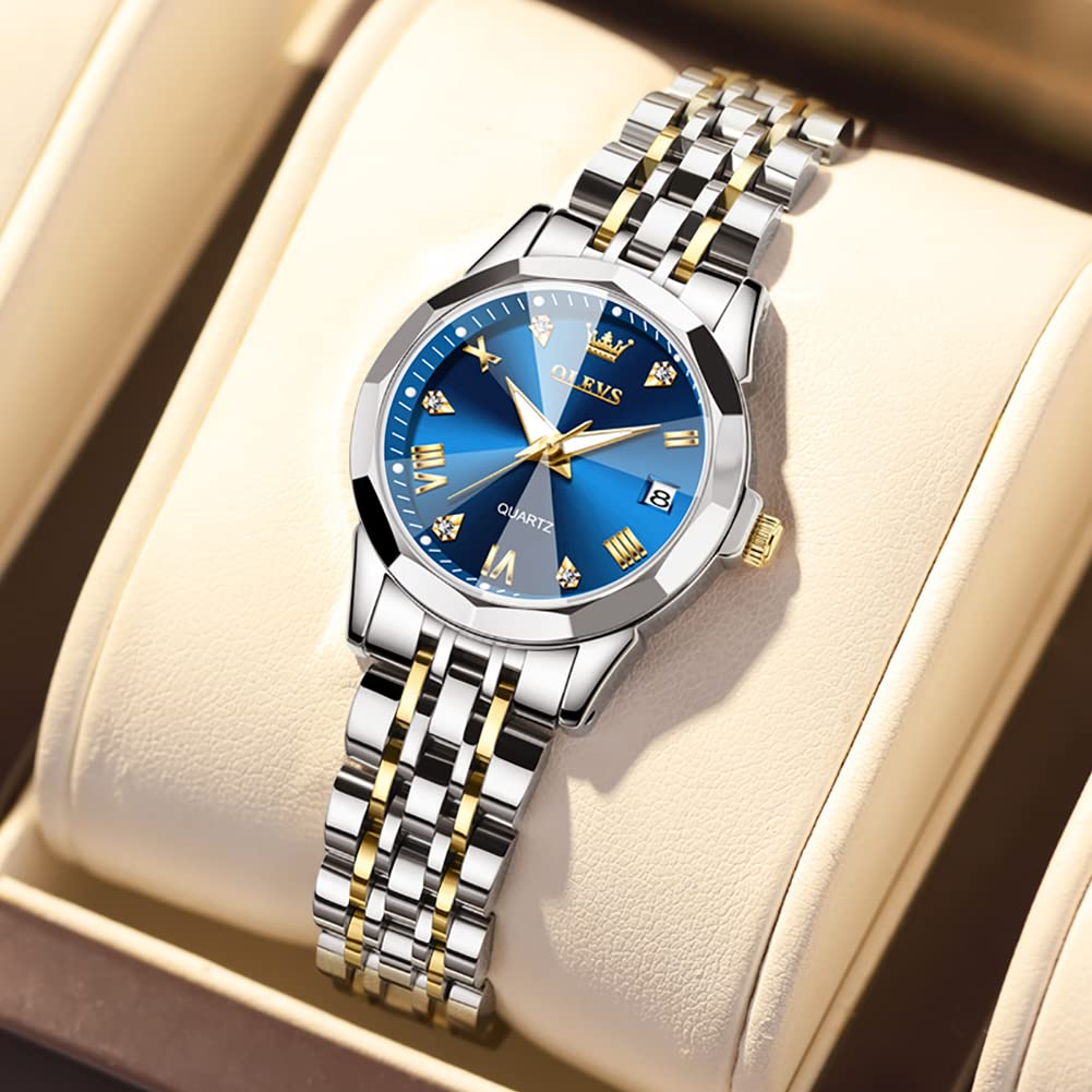 Foto 4 pulgar | Reloj Olevs De Acero Inoxidable Plateado Para Mujer Con Fecha De Diamante - Venta Internacional.