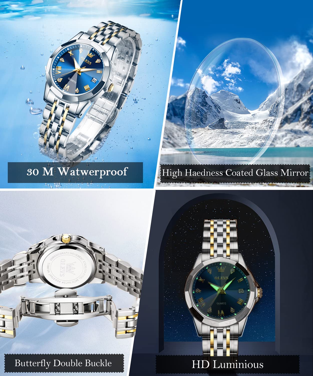 Foto 4 | Reloj Olevs De Acero Inoxidable Plateado Para Mujer Con Fecha De Diamante - Venta Internacional.
