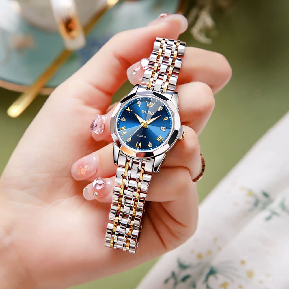 Foto 6 pulgar | Reloj Olevs De Acero Inoxidable Plateado Para Mujer Con Fecha De Diamante - Venta Internacional.