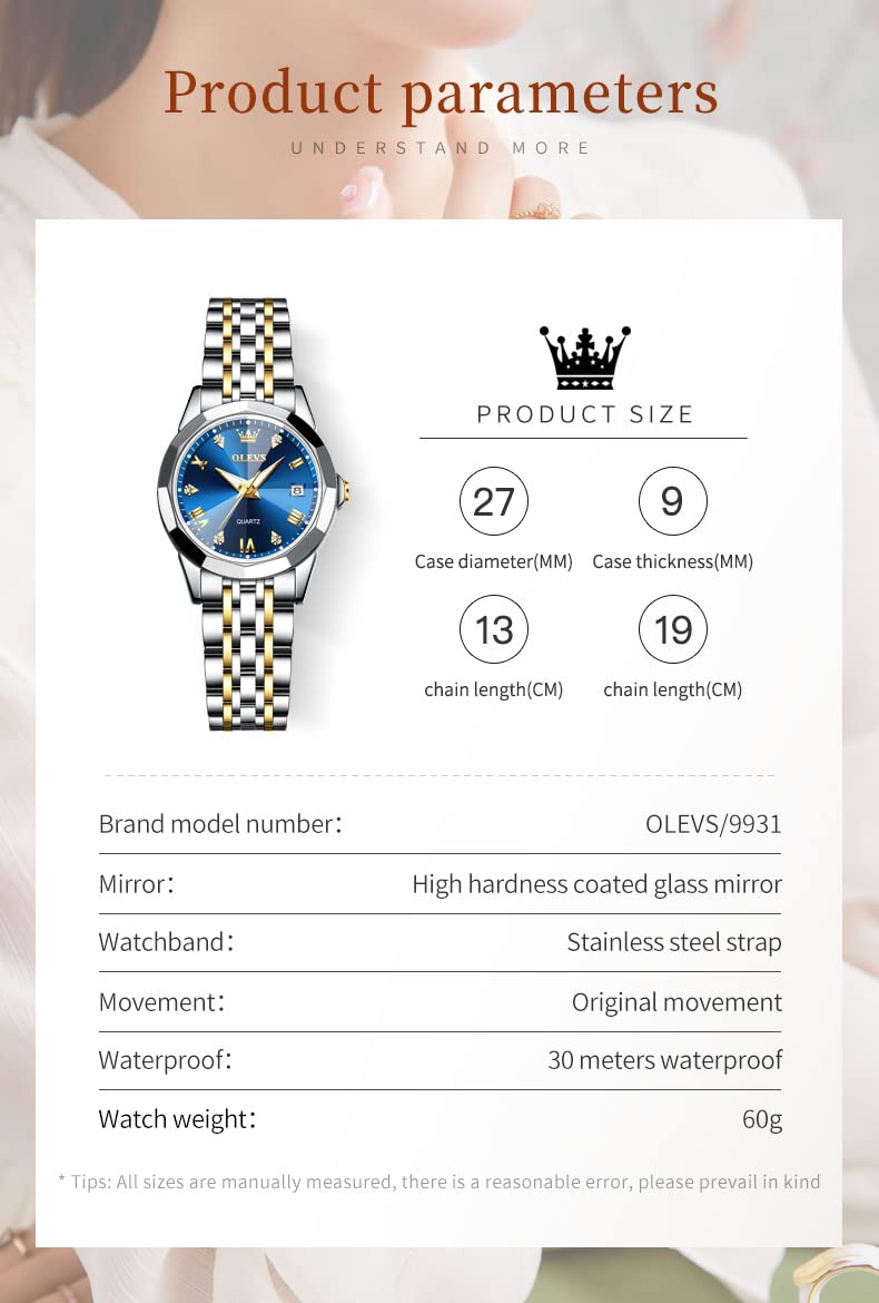 Foto 7 pulgar | Reloj Olevs De Acero Inoxidable Plateado Para Mujer Con Fecha De Diamante - Venta Internacional.