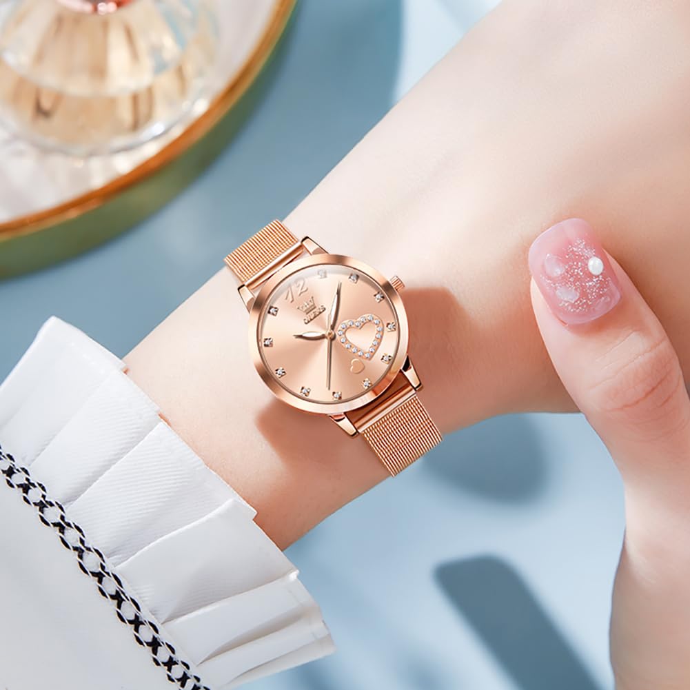 Foto 4 pulgar | Reloj Olevs Rose Gold Para Mujer, Vestido De Moda Impermeable - Venta Internacional.