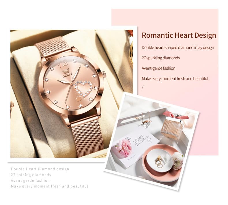 Foto 6 | Reloj Olevs Rose Gold Para Mujer, Vestido De Moda Impermeable - Venta Internacional.