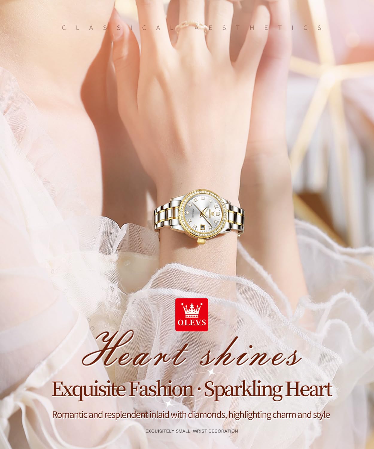 Foto 3 | Reloj Olevs Diamond Automático Mecánico Bicolor Para Mujer - Venta Internacional.
