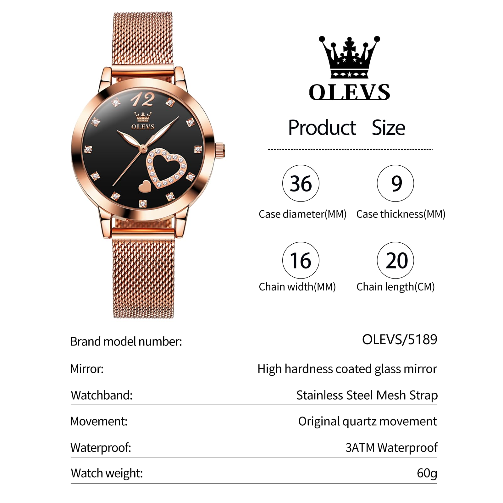 Foto 6 pulgar | Reloj Olevs Rose Gold para Mujer - Venta Internacional
